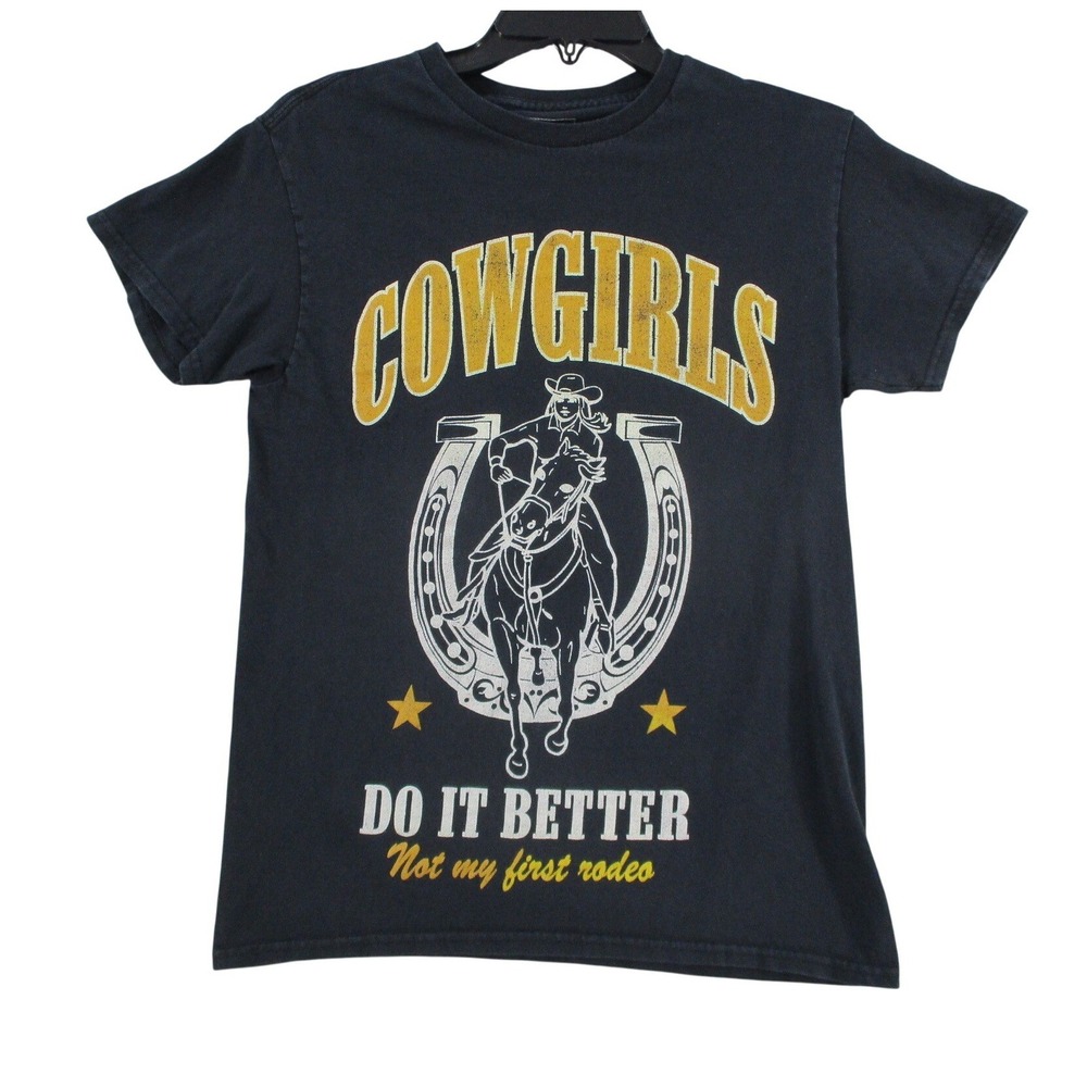 Rue21 Cowgirls Do It Better Graphic Tee Black Western Horse‎ Small